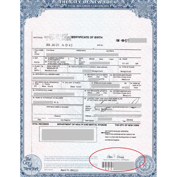 Certificate of Birth Translation