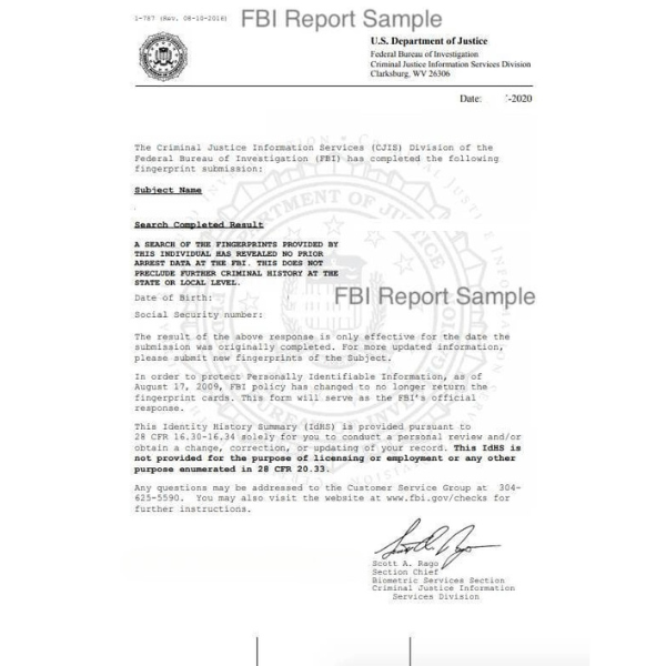 Police Certificate - FBI Report Translation